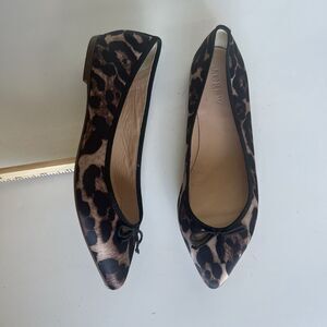 New J Crew Gemma Leopard Bow Satin Flats Size 6.5 Animal Print